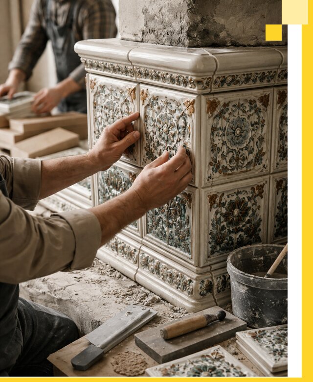 Изразцовые камины под ключ в Арзамасе: проект и монтаж