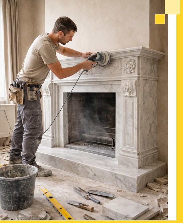 Изготовление и установка мраморных каминов в Арзамасе под ключ