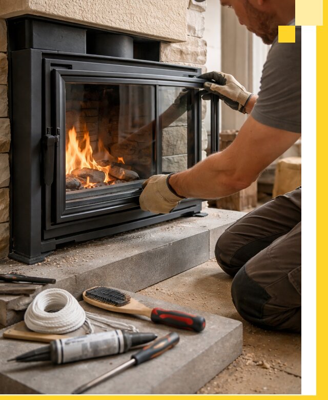 Производство, монтаж и доставка каминов со стеклом в Арзамасе