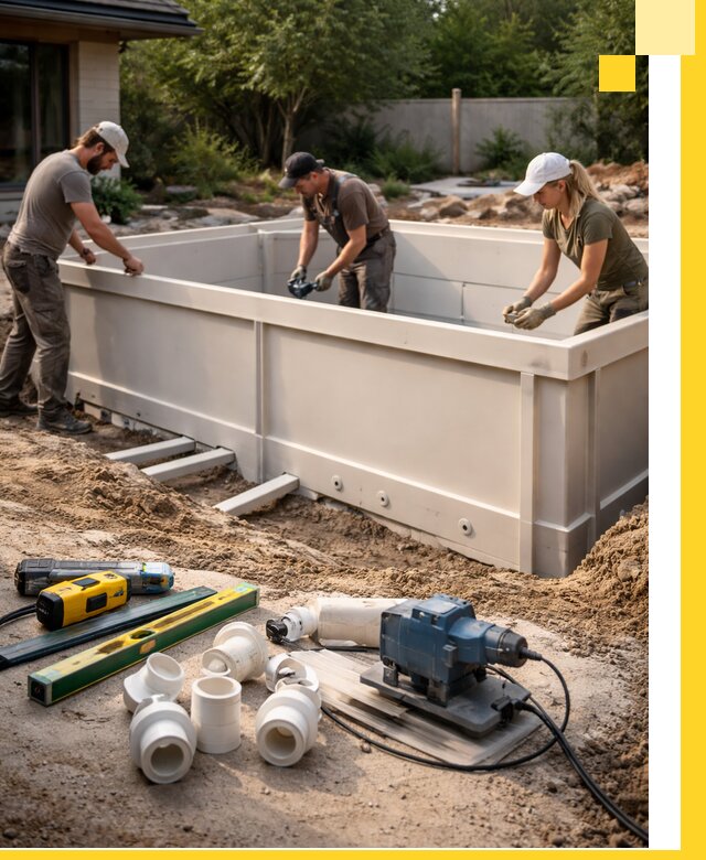 Установка полипропиленовых бассейнов под ключ в Арзамасе