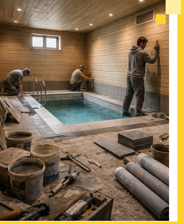 Строительство бани с бассейном и сауной под ключ в Арзамасе