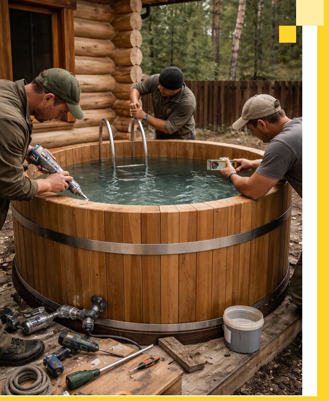 Строительство бань с купелью под ключ и отделкой в Арзамасе