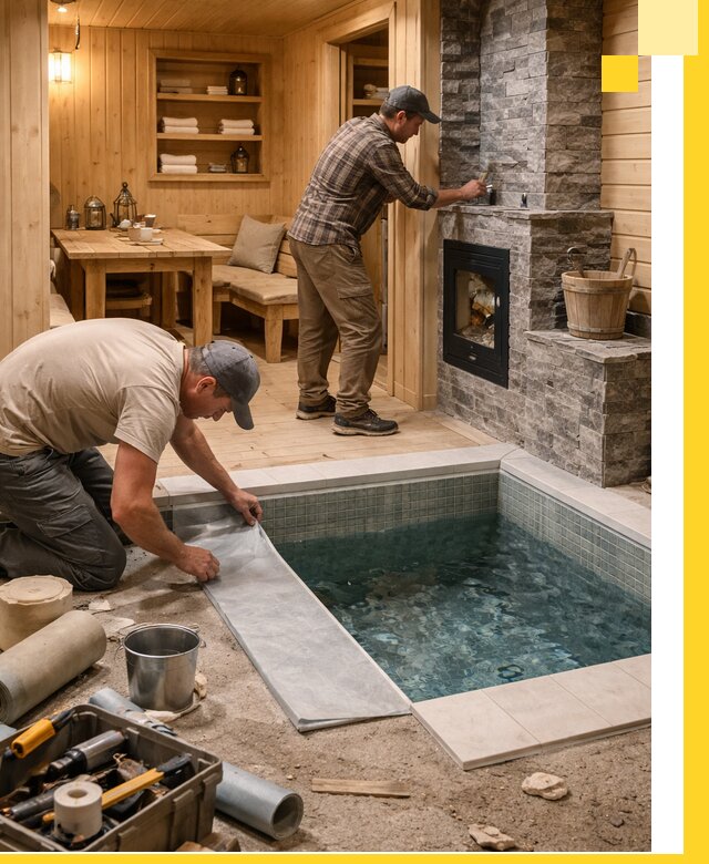 Строительство бань с комнатой отдыха под ключ в Арзамасе