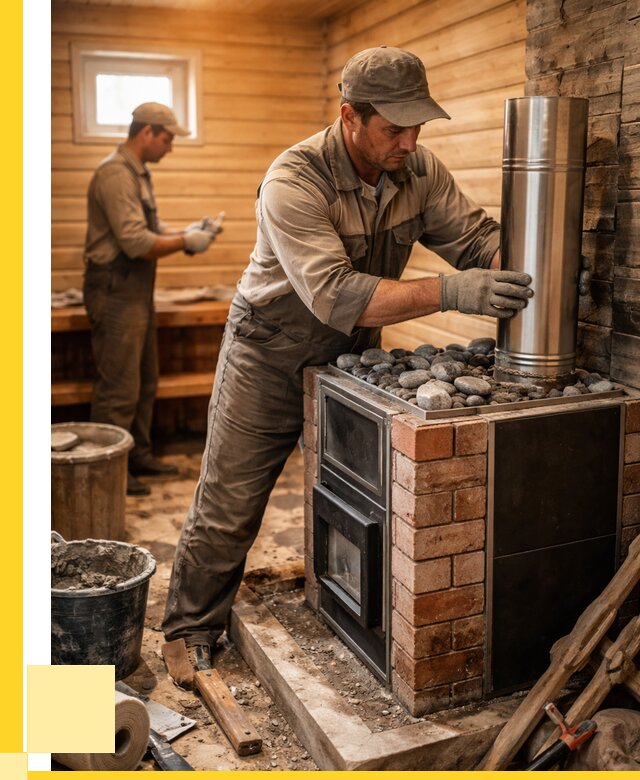 Монтаж печи в бане под ключ в Арзамасе от 21722 р. | ЭриданРзм