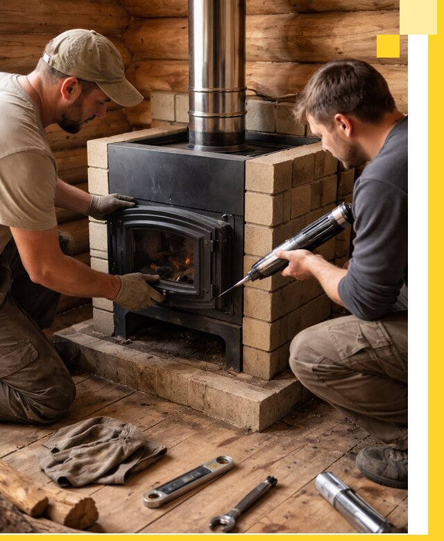 Монтаж и установка печи в бане под ключ с гарантией в Арзамасе