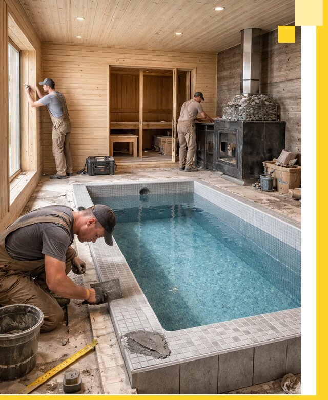 Проект бани с бассейном и сауной в Арзамасе под ключ