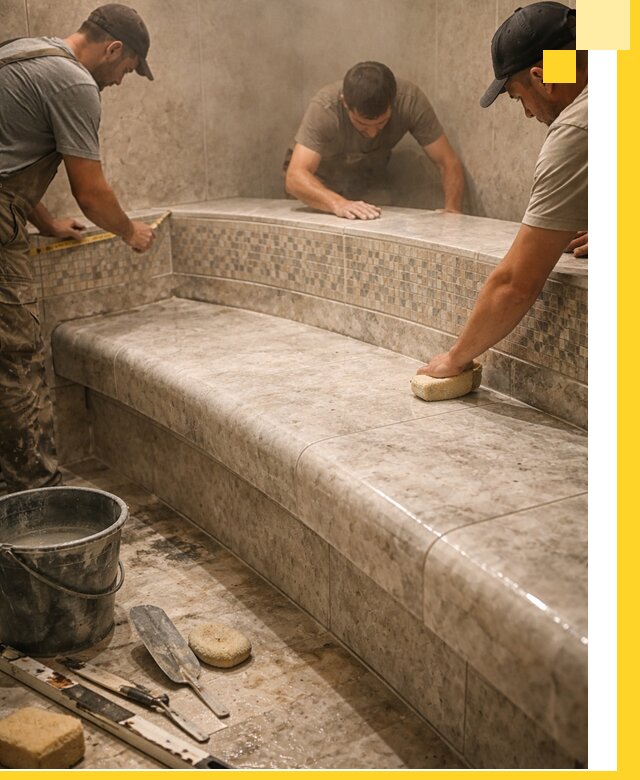 Изготовление и установка сидений для хамама в Арзамасе