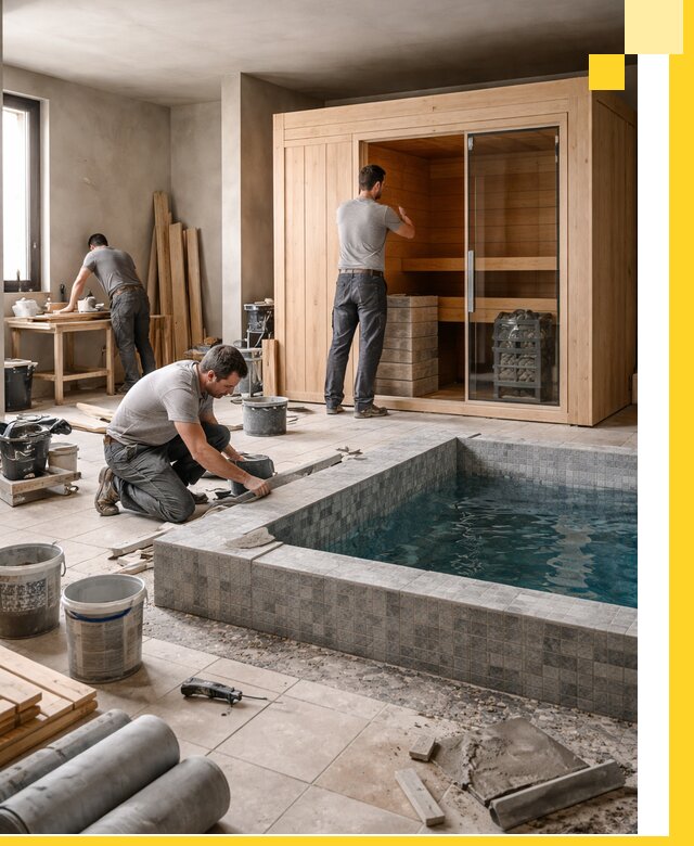 SPA зоны под ключ с бассейном сауной и печью в Арзамасе